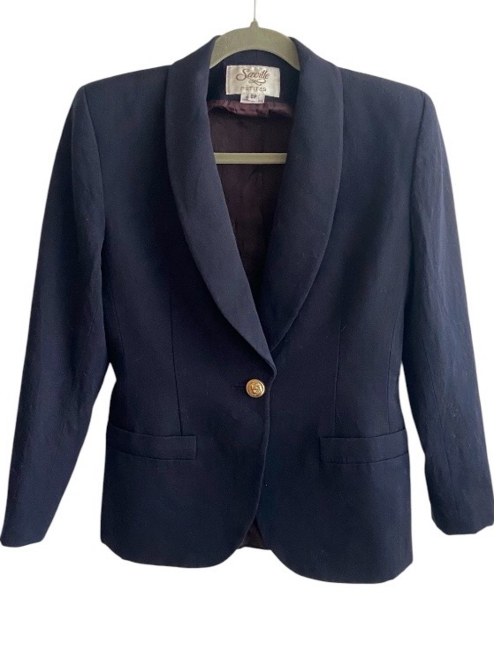 Wool Navy Single-Button Blazer - Women's Jacket